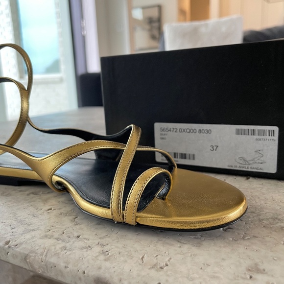 Saint Laurent Gold Gia Sandals - Picture 4 of 5